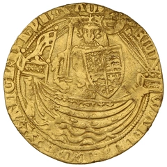 1361-1369 Gold Half Noble Coin Edward III Calais Mint