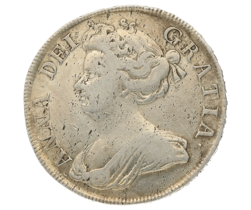 1713 Silver Half Crown Coin Queen Anne