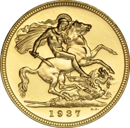 1937 Proof Gold Sovereign Coin George VI