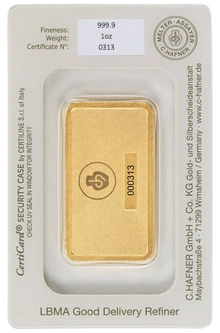 1oz Gold Bar C. Hafner Minted