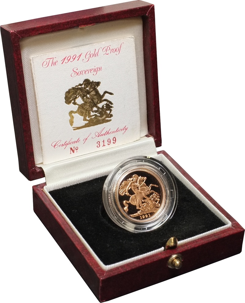 1991 Proof Gold Sovereign Boxed