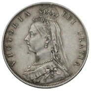 1891 Silver Half Crown Coin Queen Victoria Milled