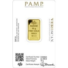 10g Gold Bar PAMP Lady Fortuna Gift Boxed