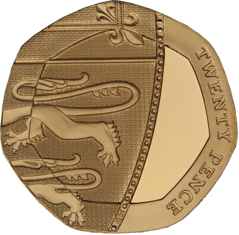 2015 Gold Proof 20p Twenty Pence Piece Royal Shield Fifth Portrait