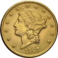 1907 $20 Gold Coin Double Eagle Liberty Head San Francisco