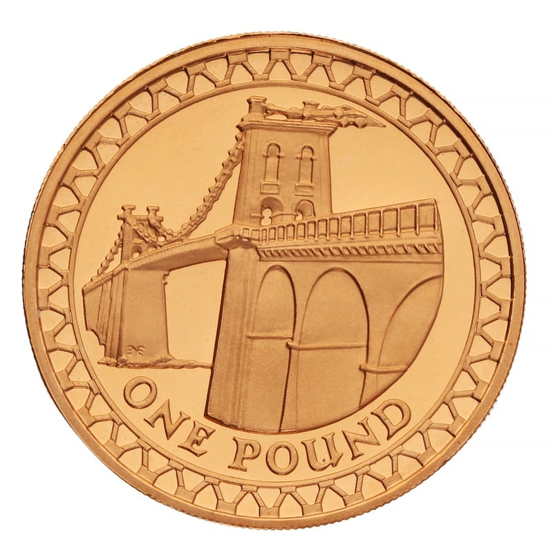 2005 Proof Gold £1 Pound Coin Menai Bridge
