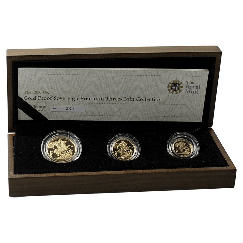 2010 Proof Gold Sovereign Premium 3 Coin Set Boxed