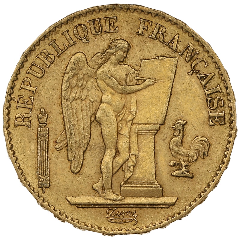 1886 French 20 Francs Gold Coin Guardian Angel A
