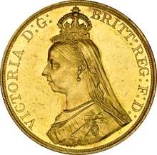 1887 Gold £5 Coin Queen Victoria Jubilee NGC MS62