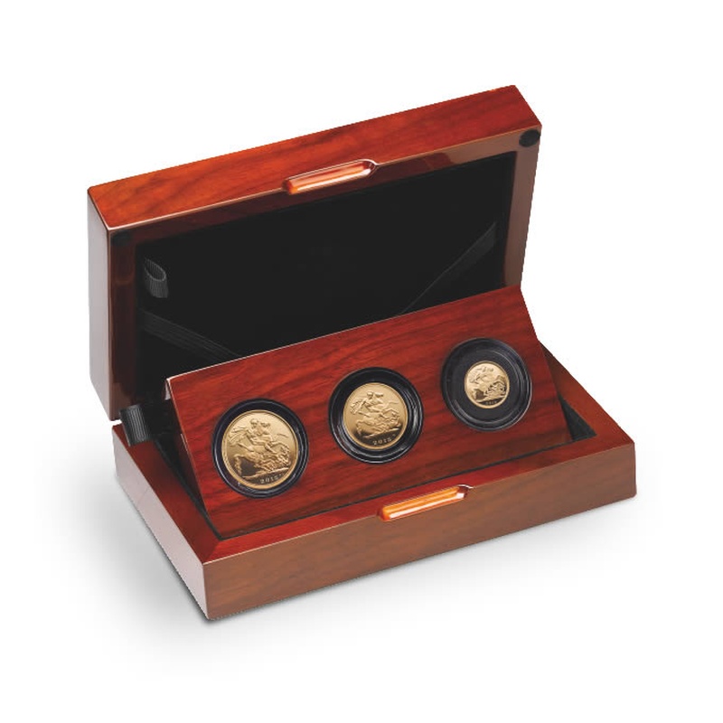 2015 Proof Gold Sovereign 3 Coin Premium Set Fourth Portrait Boxed