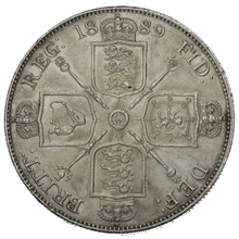1889 Double Florin Silver Coin Queen Victoria GEF