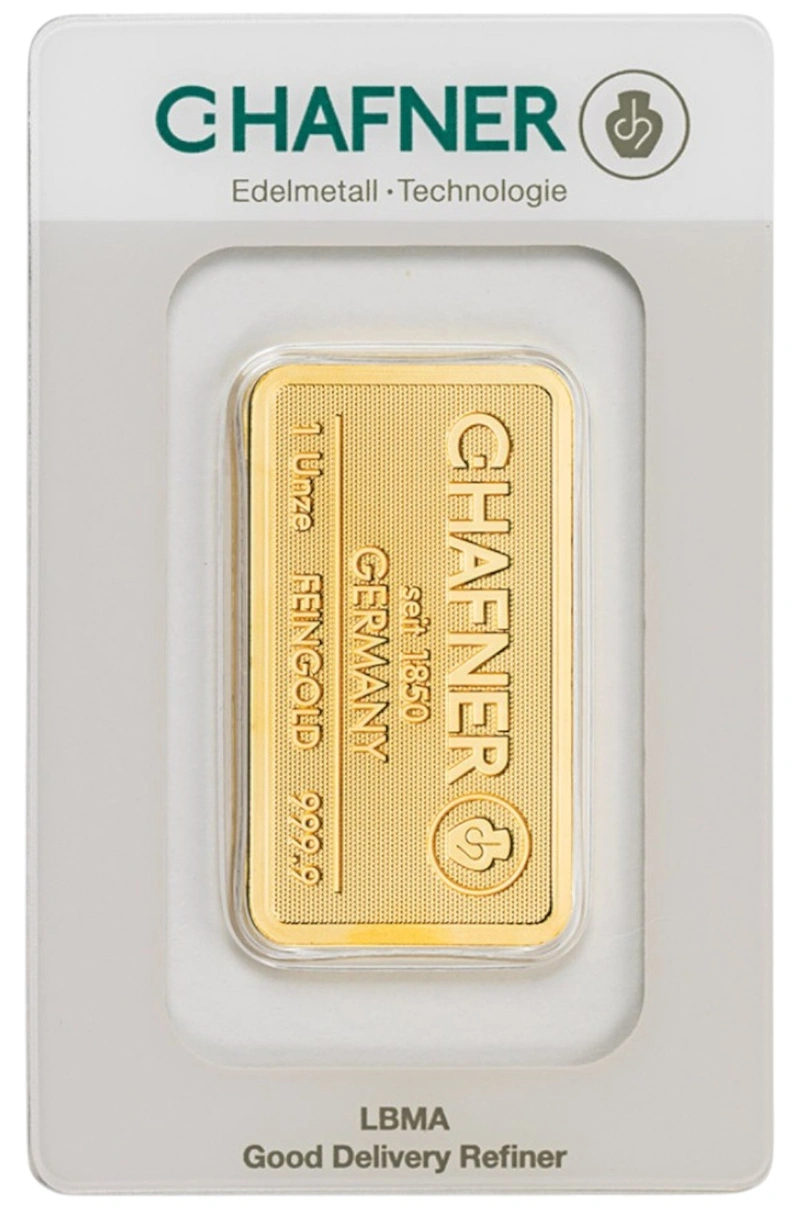 1oz Gold Bar C. Hafner Minted