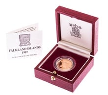1987 Proof Gold £1 Pound Coin Falkland Islands Boxed