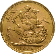 1905 Gold Sovereign Coin Edward VII Melbourne