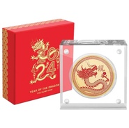 2024 Lunar Year of the Dragon 1oz Gilded Silver Coin Boxed