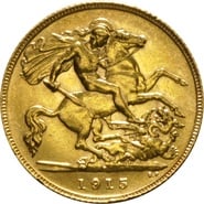 1915 Gold Half Sovereign George V Perth