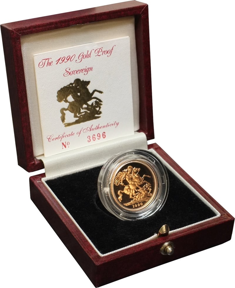 1990 Proof Gold Sovereign Boxed