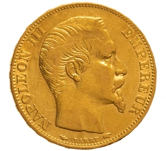1855 French 20 Francs Gold Coin Napoleon III Bare Head A