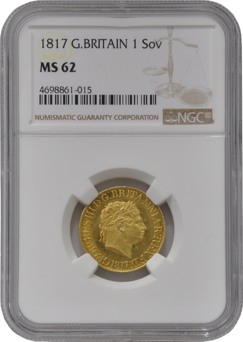 1817 Gold Sovereign Coin George III NGC MS62