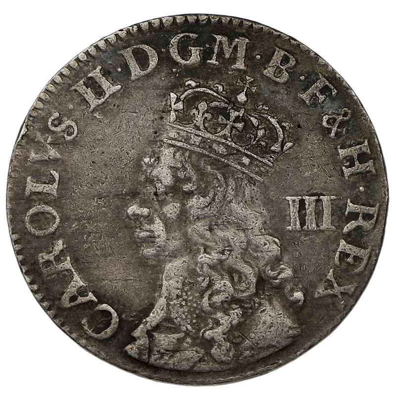 1660 - 1670 Charles II Silver Threepence Undated Issue