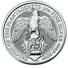 2019 2oz Falcon of the Plantagenets Silver Coin Queen's Beasts
