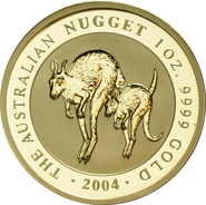 2004 Australian Kangaroo Gold Nugget Coin 1oz