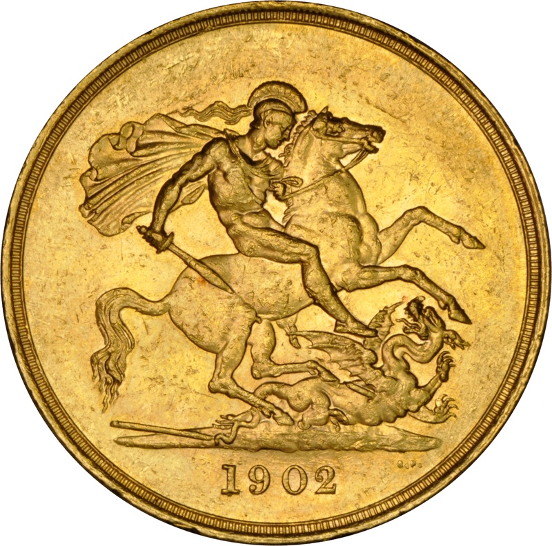 1902 Gold £5 Coin Edward VII Bare Head NGC MS60