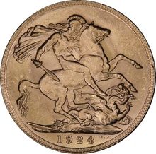 1924 Gold Sovereign Coin George V Melbourne NGC MS63+