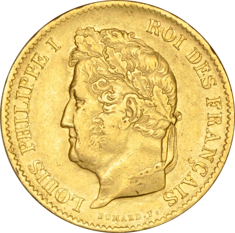 French 40 Francs Gold Coin Louis-Philippe 1831-1839
