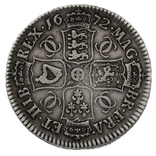 1672 Silver Half Crown Coin Charles II Milled