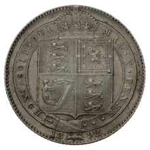 1892 Silver Shilling Coin Queen Victoria Silver Milled Silver Shilling