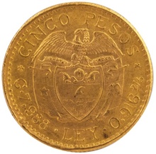 Colombian 5 Pesos Gold Coin