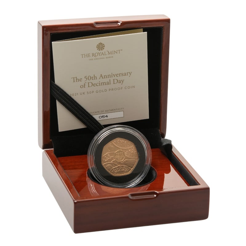 2021 Proof 50p Gold Coin 50th Anniversary of Decimal Day Boxed