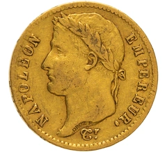 1812 French 20 Francs Gold Coin Napoleon I Laureate Head W