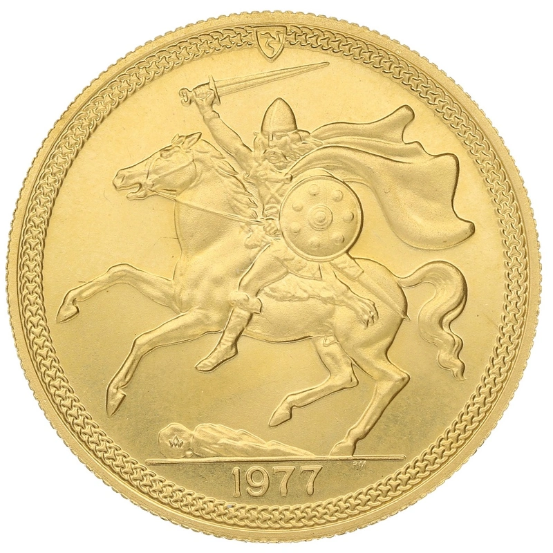 1977 Gold £5 Proof Coin Quintuple Sovereign Isle of Man