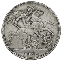 1892 Silver Crown Coin Queen Victoria Jubilee Head