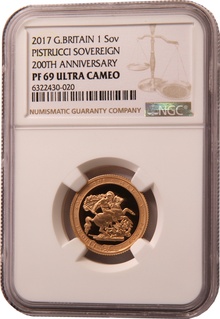 2017 Proof Gold Sovereign Coin 200th Anniversary NGC PF69