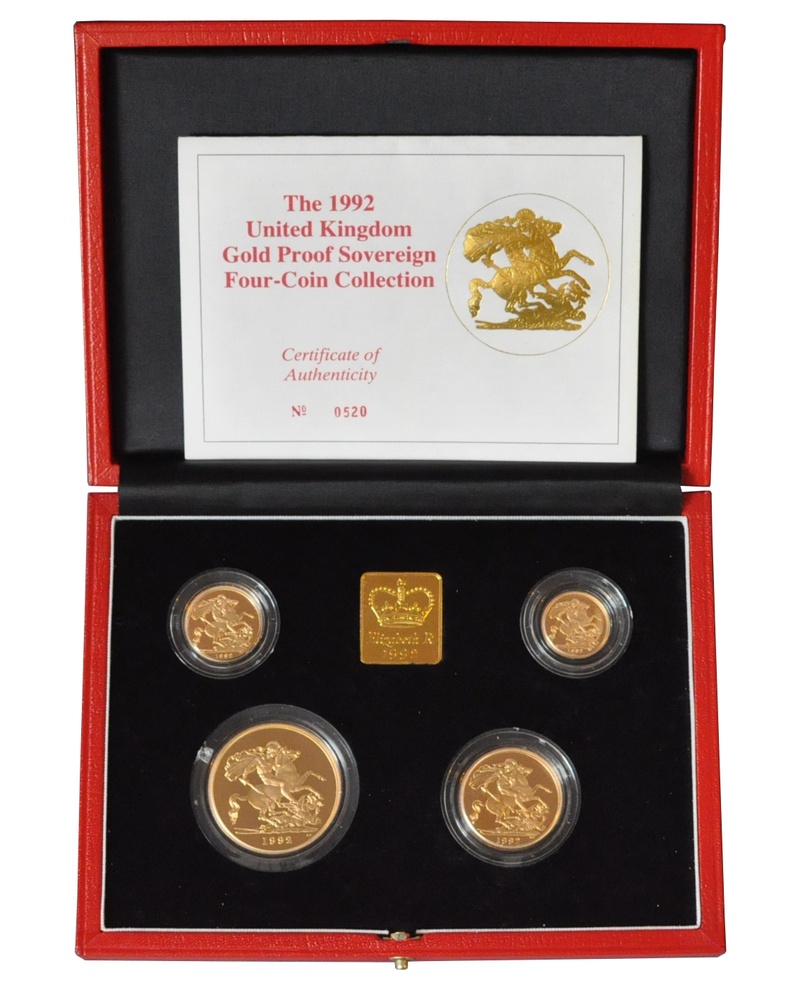 1992 Proof Gold Sovereign 4 Coin Set Boxed