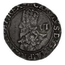 1638-1639 Silver Sixpence Coin Charles I Hammered Anchor