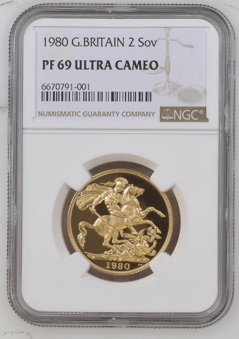 1980 Proof £2 Coin Gold Double Sovereign NGC PF69