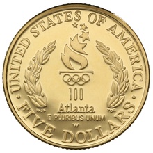 1996 Proof Atlanta Centennial Olympic - American Gold Commemorative $5 Boxed