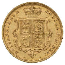 1883 Gold Half Sovereign Queen Victoria Young Head Shield Back