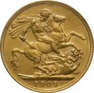 1909 Gold Sovereign Coin Edward VII