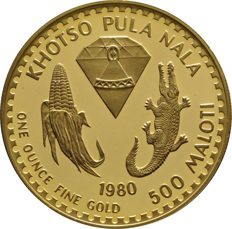 1980 Lesotho 1oz 500 Maloti 110th Anniversary Moshoeshoe I