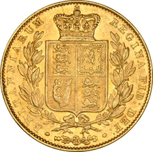 1843 Gold Sovereign Coin Queen Victoria Young Head Shield Back NGC AU55