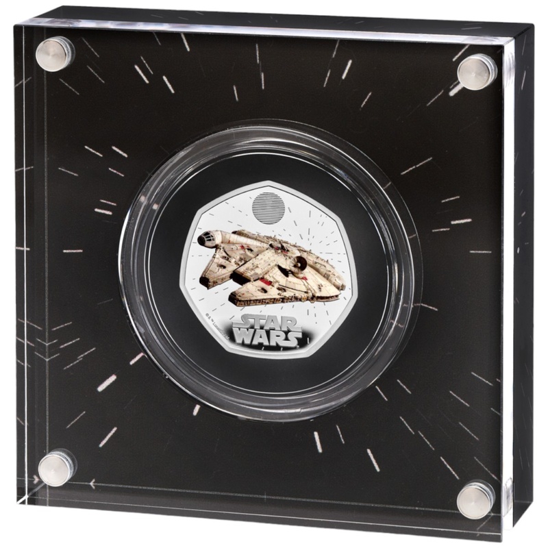 2024 50p Millennium Falcon Star Wars Proof Silver Coin Boxed