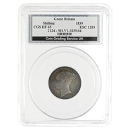 1839 Silver Shilling Coin CGS EF65