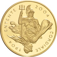 2004 Proof Gold £5 Crown Coin Entente Cordiale