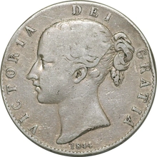 1844 Silver Crown Coin Queen Victoria Young Head Fine