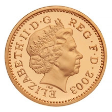 2003 Proof Gold £1 Pound Coin Menai Bridge Pattern